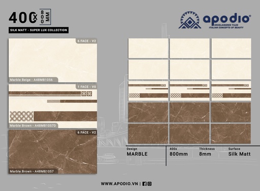 [A48MB1056] GẠCH ỐP LÁT APODIO A48MB1056 - A48MB1057 - A48MB1057D