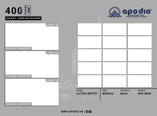 [A48UW1000] GẠCH ỐP LÁT APODIO A48UW1000