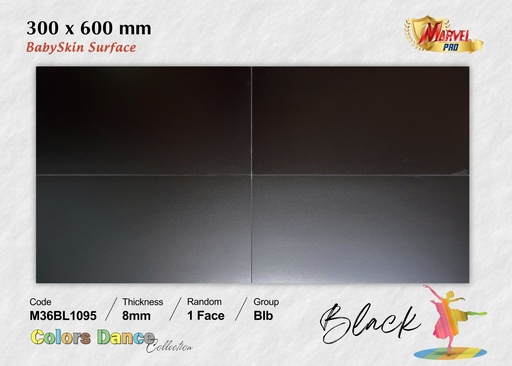 [M36BL1095] GẠCH ỐP LÁT APODIO M36BL1095 - MÀU ĐEN (MATT MỊN)