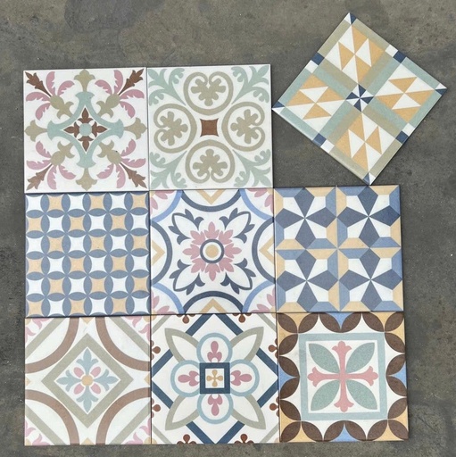 [GB_DC22] Gạch bông TQ Mix, KT 200x200 mm, Xương Porcelain mặt mờ mã DC22 (GBDC22)