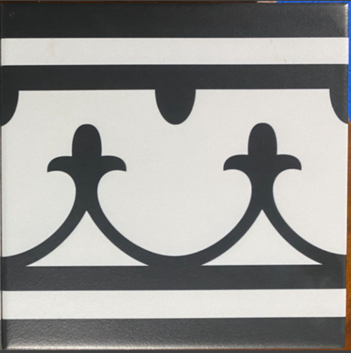 [2003B] Gạch Bông Trung Quốc, men mờ xương porcelain, KT 200x200 mm, Viền Móc Câu 2003B (1 hộp/25 viên/1m2)