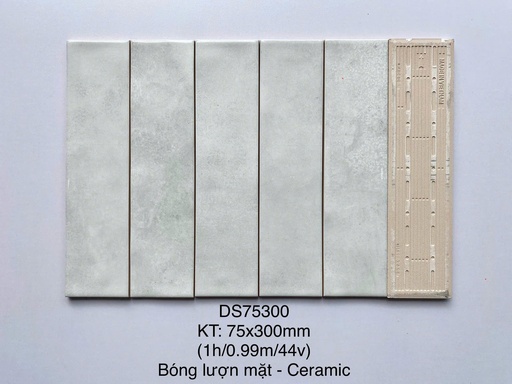 [DS75300] Gạch thẻ VN, KT 75x300mm, Xương Ceramic mặt bóng lượn mã DS75300 loại ưu (1h/0.99m/44v)