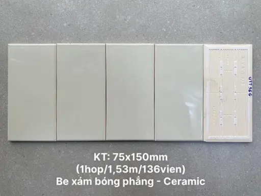 [FA0306P] Gạch thẻ Việt Nam xám bóng phẳng KT 75x150mm loại 1 mã FA0306P