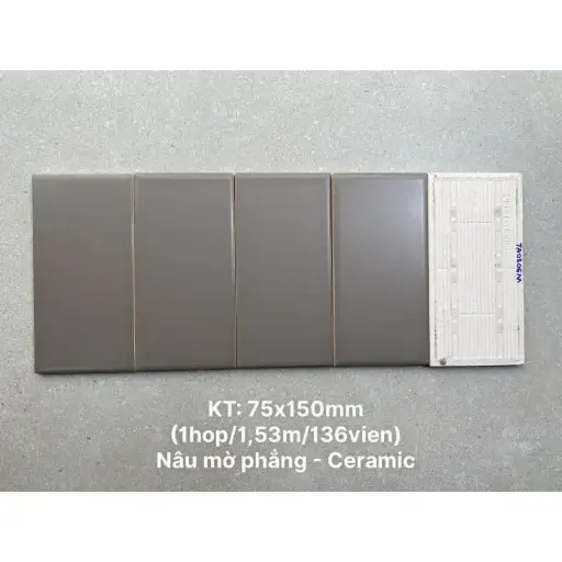 [TA0306M] Gạch thẻ VN KT 75x150 mm nâu đậm mờ phẳng mã  TA0306M loại 1 