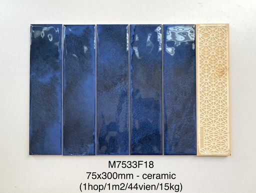 [M7533F18] Gạch Thẻ 75x300mm Lượn Mặt Men Bóng Loang M7533F18
