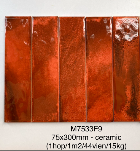 [M7533F9] Gạch Thẻ 75x300mm Lượn Mặt Men Bóng Loang M7533F9