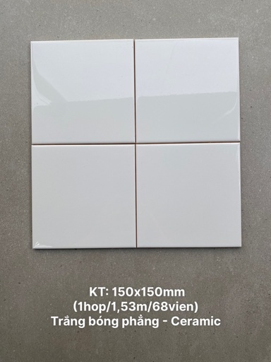 [STA150156_SA] Gạch thẻ 150x150 mm trắng mờ loại 1 mã STA150156_SA