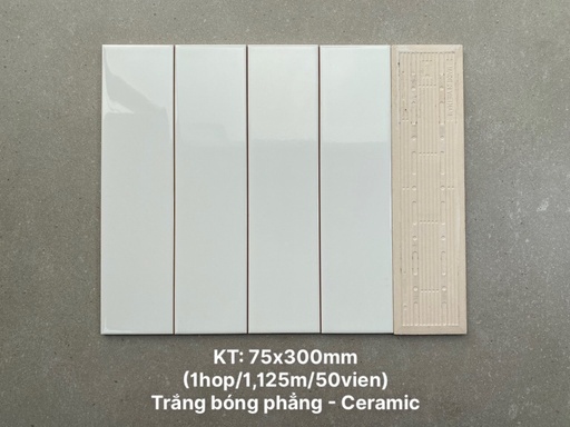 [STA75300] Gạch thẻ 75x300 mmtrắng bóng 101035499 (STA75300) (1h/1.125m/50v)