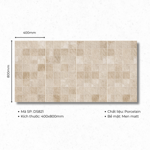 [M821] Gạch ốp lát TQ, KT 400x800 mm giả thẻ bề mặt mờ mã M821 