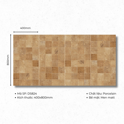 [M824] Gạch ốp lát TQ, KT 400x800 mm giả thẻ bề mặt mờ mã M824 