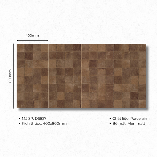 [M827] Gạch ốp lát TQ, KT 400x800 mm giả thẻ bề mặt mờ mã M827 