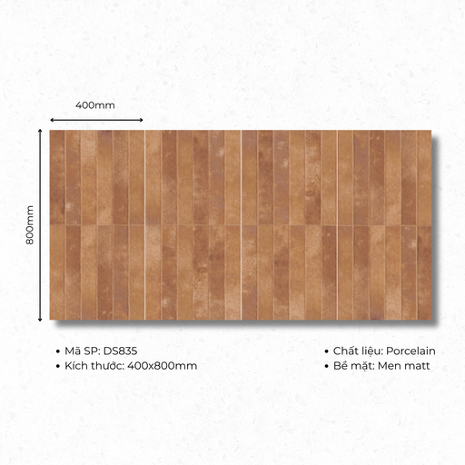 [M835] Gạch ốp lát TQ, KT 400x800 mm giả thẻ bề mặt mờ mã M835