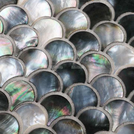 [HCM_AJ1205] Gạch khảm vỏ sò vân cá, màu đen óng ánh 25mm, sỉ Trung Quốc