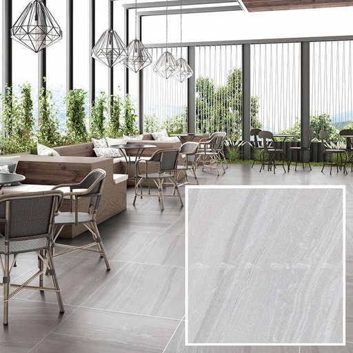 [g38229] Gạch lát nền men sứ giả đá xám cổ điển, chất liệu đá mộc mạc