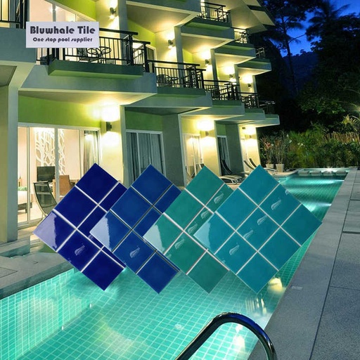 [g38628] Gạch lát nền mảnh ghép gốm sứ màu xanh lục nứt kiểu dáng hiện đại