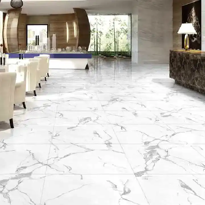 [g38928nd] Gạch lát nền phòng khách 60x60 Piso Porcelanato mầu trắng vân đá cẩm thạch
