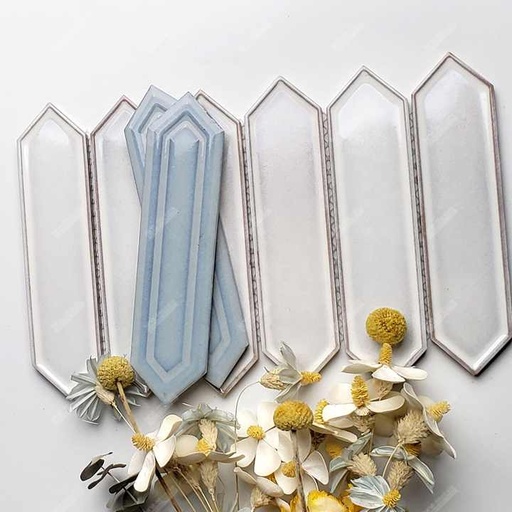 [M90300-04] Gạch lát tường hình lục giác men gốm không đều dạng thanh dài