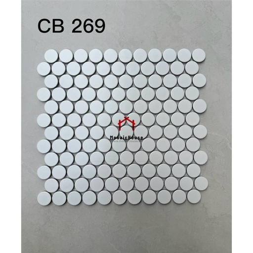 [CB269] GẠCH MOSAIC CHẤM BI MÀU TRẮNG CB 269