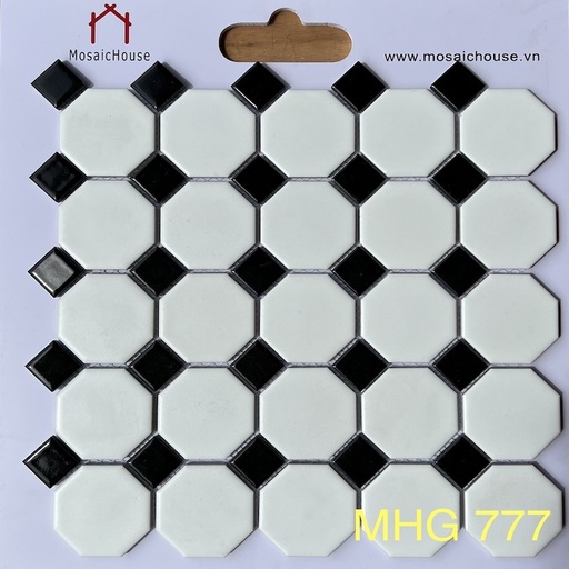 [MHG777] Gạch Mosaic Bát Giác Trắng Ô Nhỏ