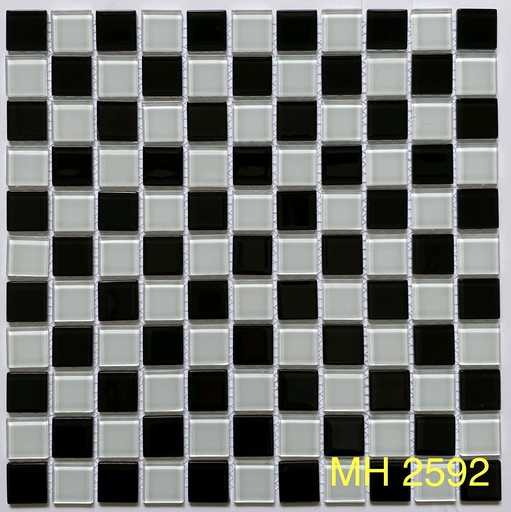 [MH2592] Gạch Mosaic Kính 25x25mm Mix Đen Trắng
