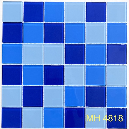 [MH4818] Gạch Mosaic Kính 48x48mm phối màu xanh trộn MH4818