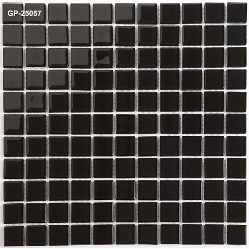 [GP - 25057] Gạch Mosaic Kính Đen Bóng Chip 25x25mm mã GP - 25057
