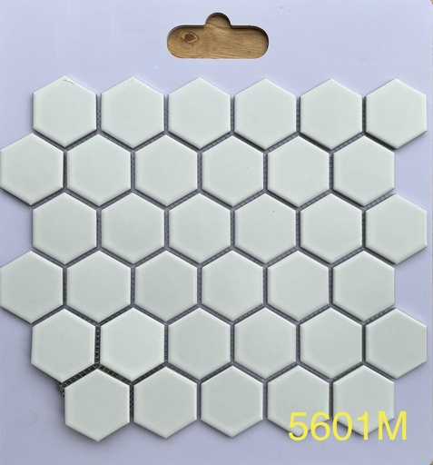 [5601M] Gạch Mosaic Lục Giác Trắng Mờ mã 5601M