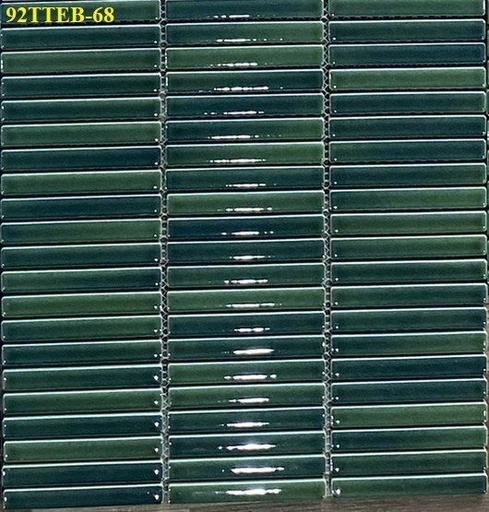 [92TTEB-68] Gạch Mosaic que TQ, KT viên 12x92mm, KT vỉ 280x292 mm Xanh bóng mã 92TTEB-68