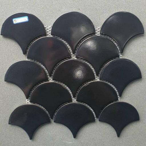 [SH-C9070] Gạch Mosaic vảy cá 85x95mm đen men bóng SH-C9070