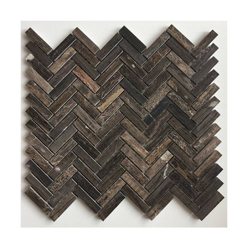 [18NS056-1248] Gạch mosaic đá xương cá 255x280mm 18NS056-1248 màu nâu gỗ